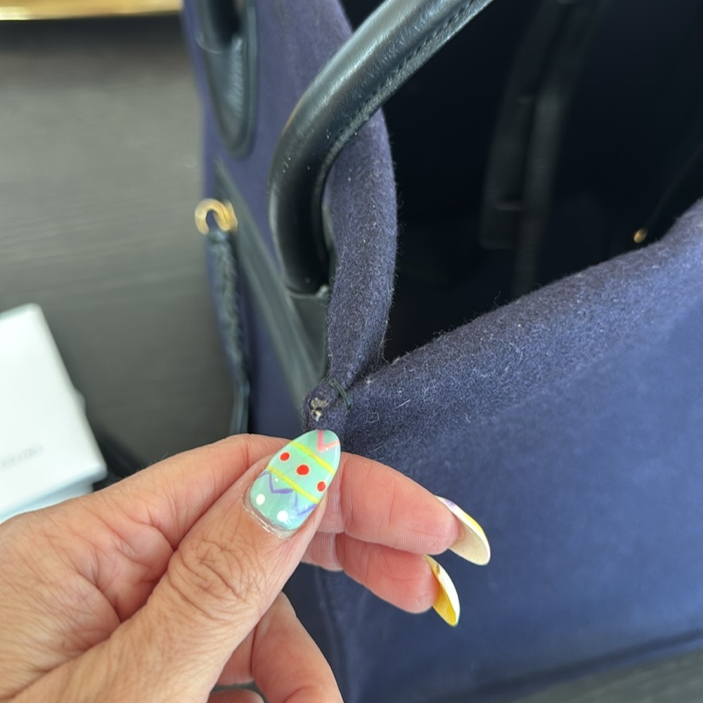 Celine phoebe Philo Phantom Bag Medium in blue/purple felt - Picture 7 of 11